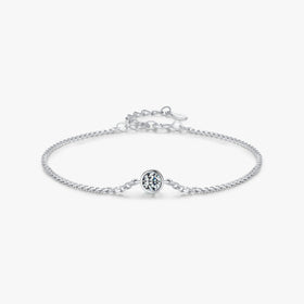Elegant Chain Bracelet Wedding Jewelry 925 Sterling Silver 0.25CT Lab Diamond Bezel Setting Moissanite Bracelet for Women