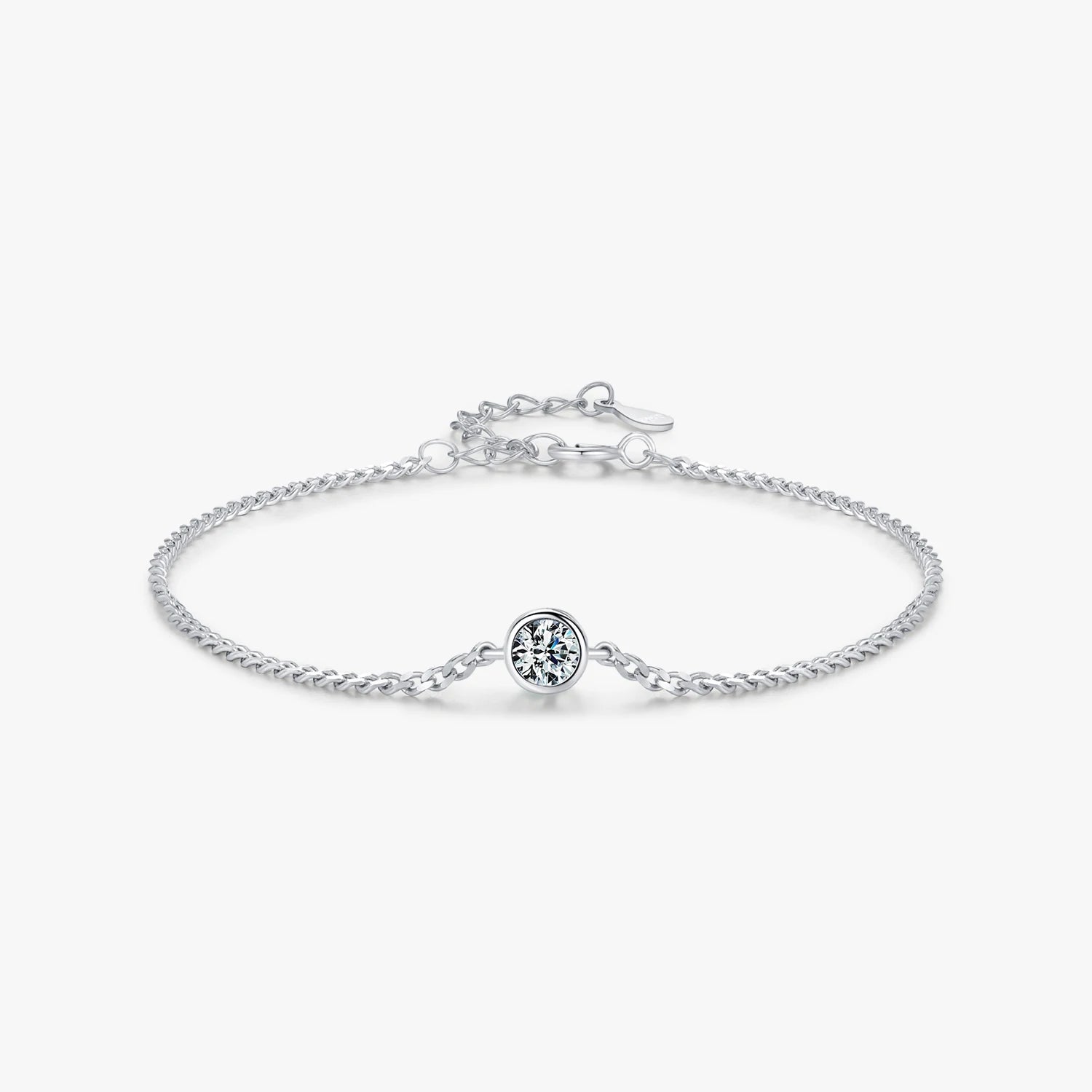 Elegant Chain Bracelet Wedding Jewelry 925 Sterling Silver 0.25CT Lab Diamond Bezel Setting Moissanite Bracelet for Women