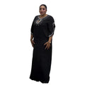 In Stock African Dresses for Kids Girls Pure Color Turkey Dresses for African Women Rhinestone Decoration African Style Dresses