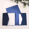 Navy Trifold Wedding Invitation Card Custom Dark Blue Pearl Event Invitation With RSVP