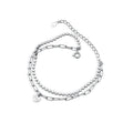 Double Layer Bracelet Lucky Rectangular Chain Genuine Sterling Silver 925 Womens Bracelet