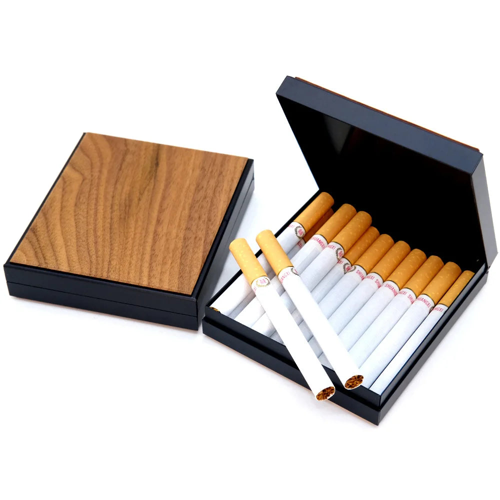 Factory Direct Sale Wooden Cigarette Smoking case Credit Card Holder Box Wood Aluminum Business Name Card case