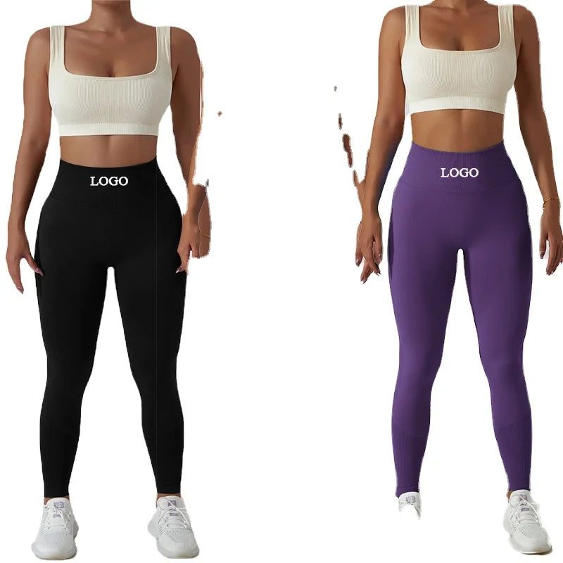 Outdoor Running Fitness Pants Hip Lift Yoga Pants Women's Seamless Knit Tight Height Waist Breathable Exercise Yoga Pants