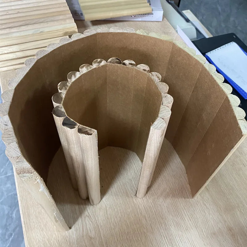 Decorative Solid Wood Interior PVC Fluted Wall Panel Cladding Slat Colored Wall Paneling Factory Curved Half Round Wall Decor factory