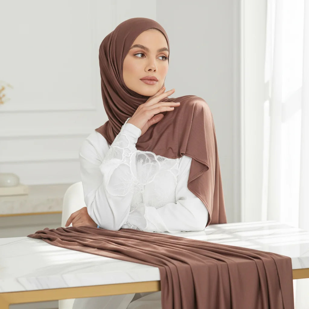 New Arrival Fashion Solid Color Strech Cotton Women Scarf Shawl Instant Premium Jersey Hijab