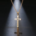 Newest Design Simple Party Jewelry Stainless Steel Jewelry Silver Gold Color Hollow Christian Cross Pendants Necklaces