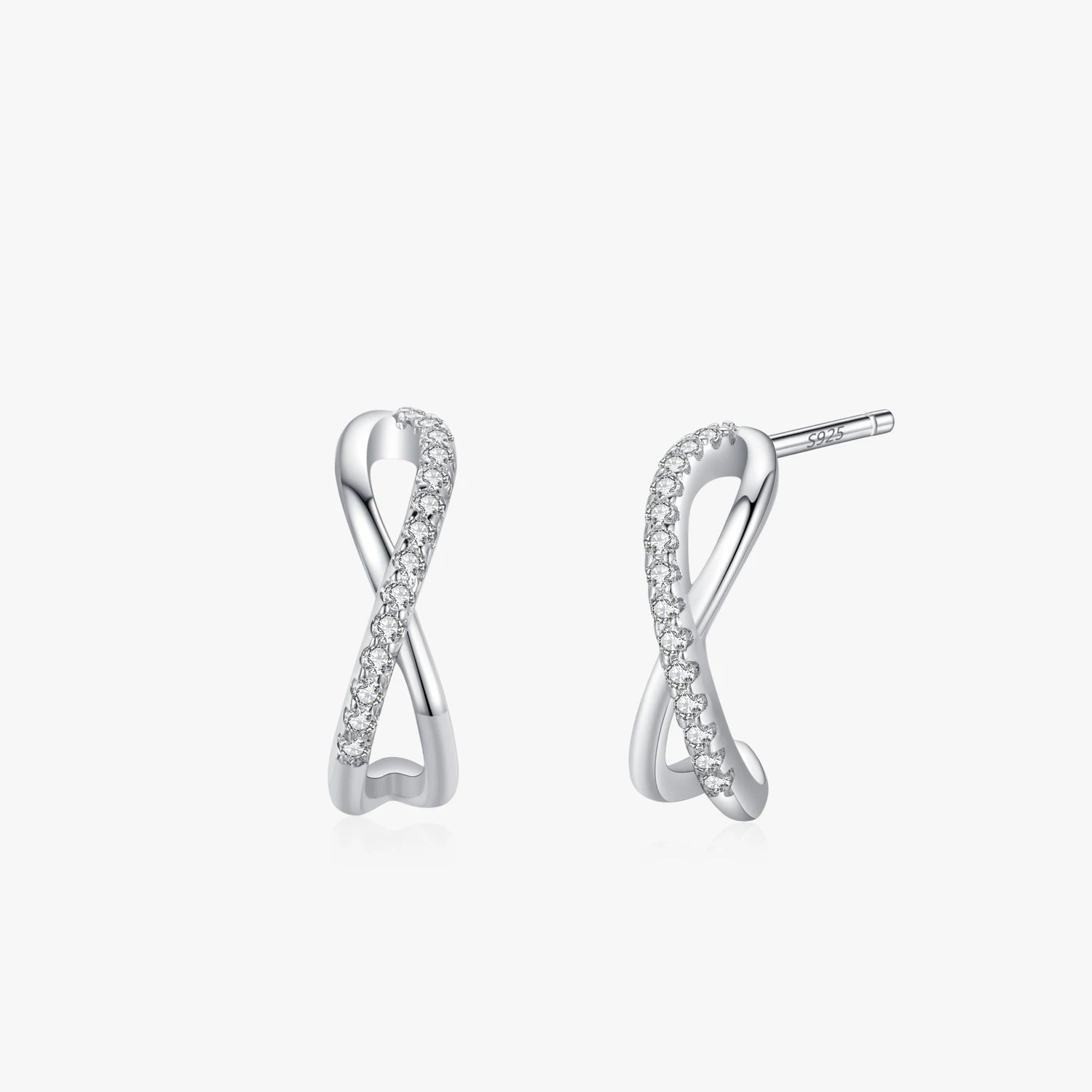 Ailmay 925 Sterling Silver Charm Infinite Love Sparkling Zircon Stud Earrings for Women Girl Cute Accessories Fashion Jewelry