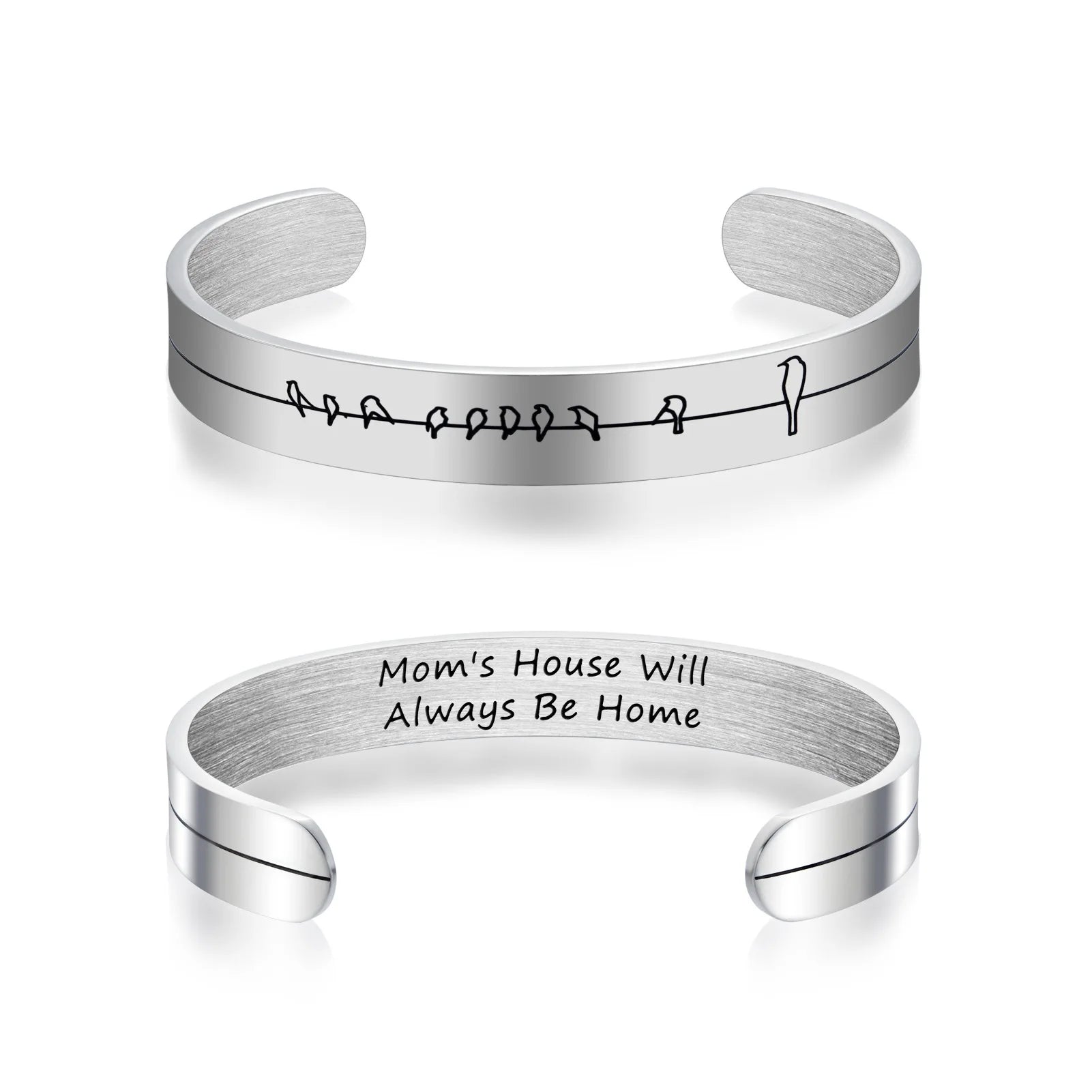Persaonalized DIY Lettering Wide Message Mantra Cuff Bracelet Stainless Steel