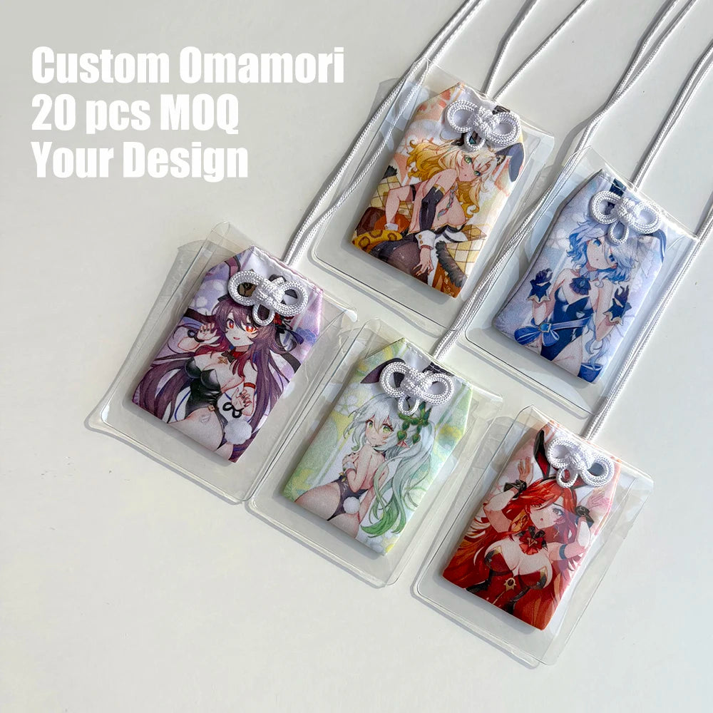 Custom Designed Japanese Amulet Omamori Charms Anime Goods Attached String Protection Cover Textile Fabric Crafts Custom Print