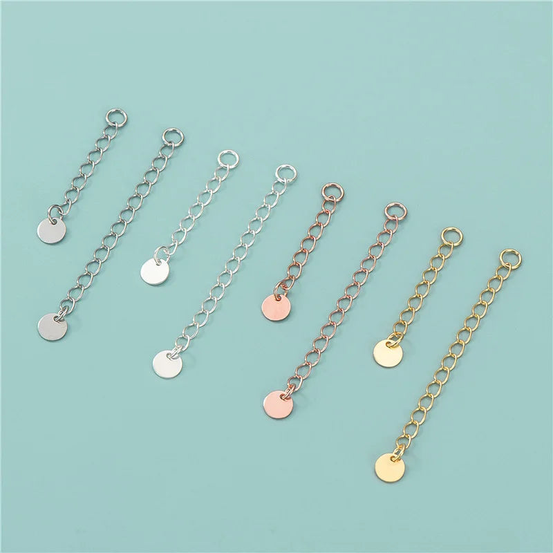 3cm 5cm Real S925 Sterling Silver Circle Brand Racket Bracelet Extension Chain Gold Plated Tail Chain Diy Jewelry Accessories