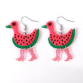 Cartoon Animal Duck Watermelon Baluminumlong Eyelashes Crystal Slipper Pink Glitter Acrylic Duck Earrings Children's Day Cute FS