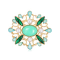 DRAL859 Fashion Green Stone Brooches Women Geometric Brooch Jewelry Wholesale