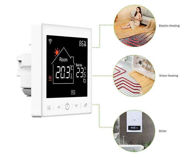 Smart WiFi LCD 3A Programmable Thermostat for Floor Heating for Apartment Water Heating Systems Rti-Tek R9W.703