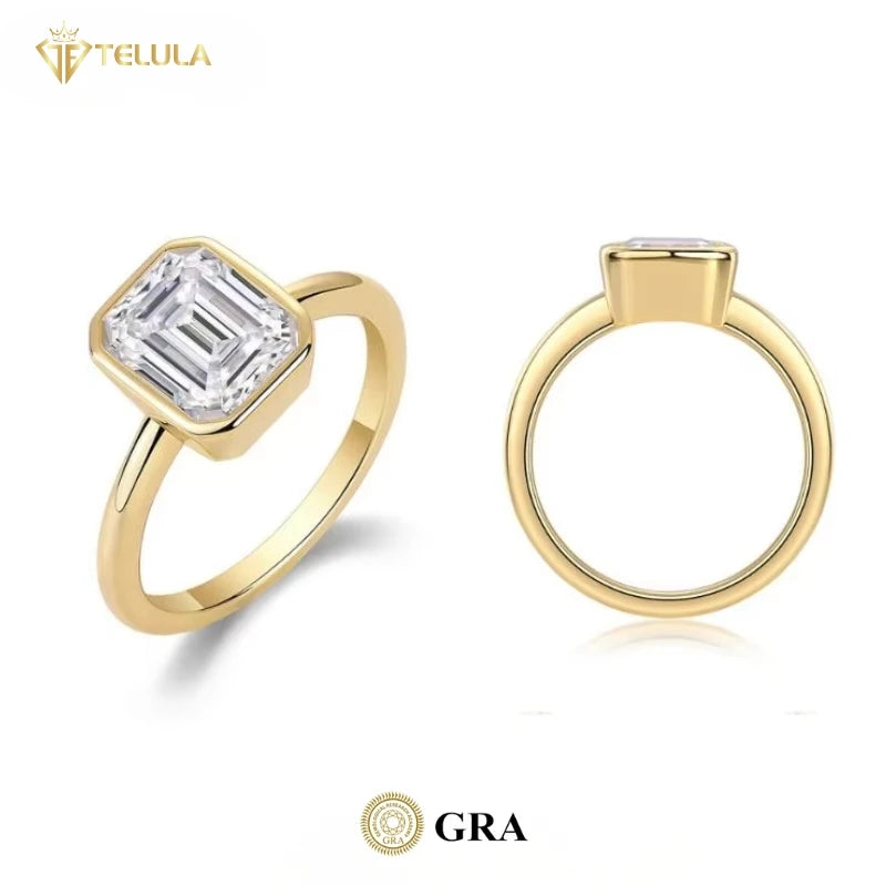 2CT 7*9mm Luxury 925 Sterling Silver Emerald Cut D Color VVS Moissanite Wedding Engagement Ring Diamond