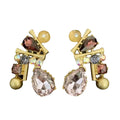 Vintage Gold Plated Crystal Geometric Earrings Women Rhinestone Water Drop Stud Earrings Jewelry