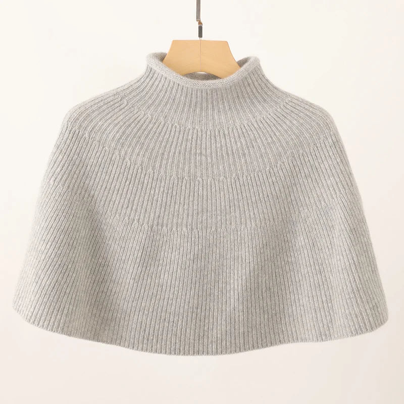 Designer Pure Cashmere Rib Knitted Women Scarves Shawl Custom Designer Tassel Cashmere Poncho Cape