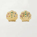 LOZRUNVE 925 Sterling Silver Rainbow Metal Seashell Stud Earring Bohemian Custom Jewelry
