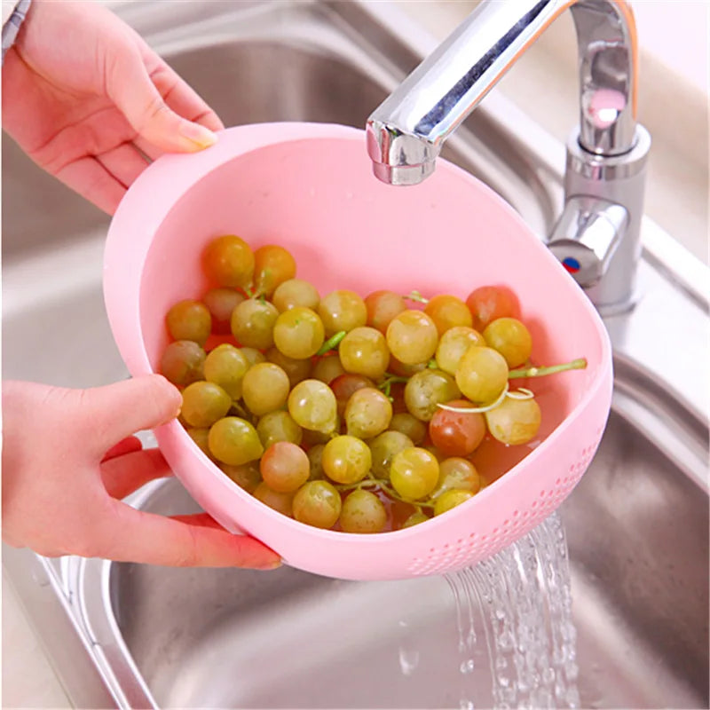 Simple Kitchen Plastic Fruit Vegetable Washing Basin Rice Cleaning Colander Strainer Eco-Friendly Dishwasher Safe