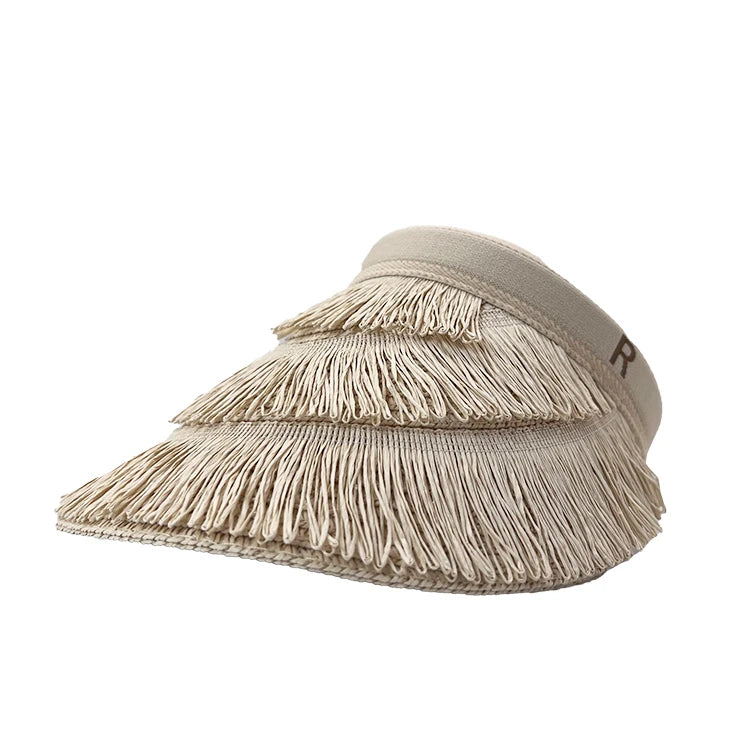 Summer Large Brim Women's Straw Visor Hat Sun UV Protection Custom Sun Visor Hats