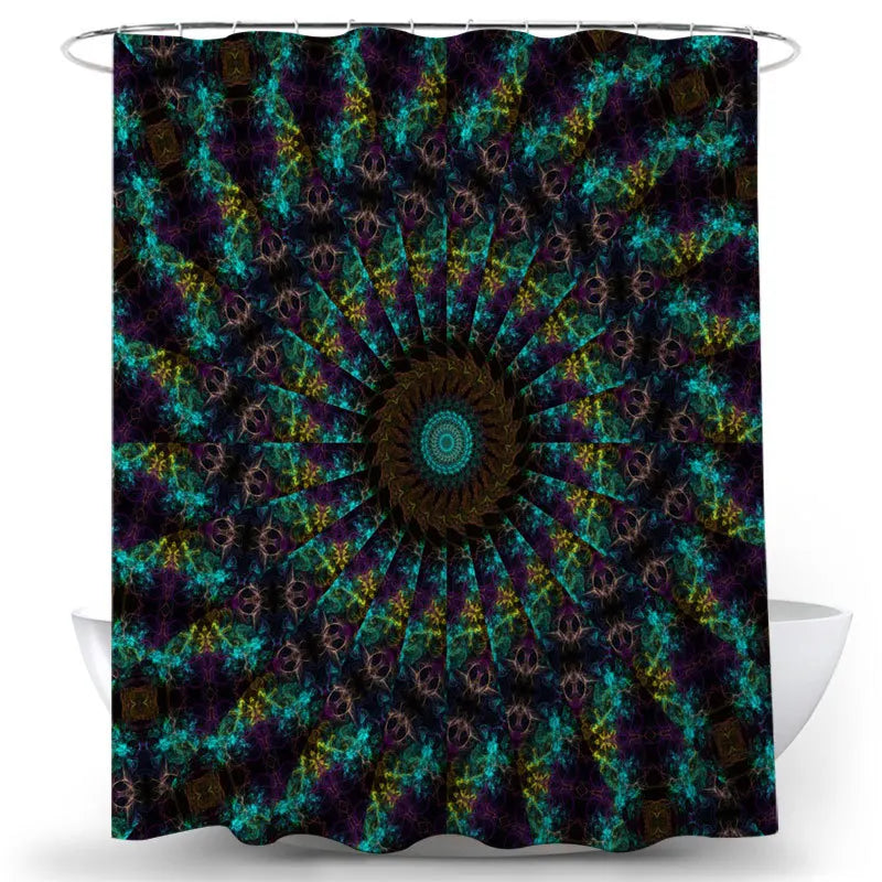 Indian Mandala Waterproof Polyester Eco-Friendly Shower Curtain 12 Hooks Modern 3D Digital Printed Flower Design for Bathroom