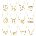 SSeesy Custom 12 Zodiac Necklace Horoscope Necklace Gold Star Rhinestone Astrology Gold Zodiac Necklace