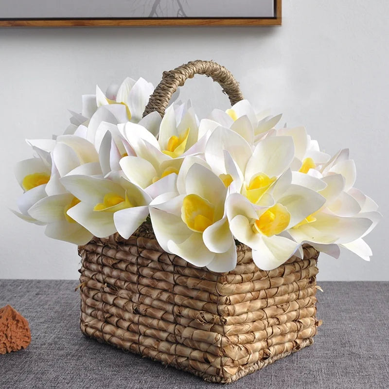 O-X707 Wholesale Latex Cymbidium Bundle 3D Print White Artificial Cymbidium Orchid bunch Home Wedding Decor Orchid Cymbidium