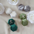 Hexagonal Velvet Vintage Single & Double Ring Box Upscale Wedding & Proposal Exchange Wholesale Jewelry Gift Boxes