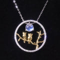 C8086 Abiding Unique Design Natural Moonstone 925 Silver Two Usage Detachable Cute Owl Pendant Necklace