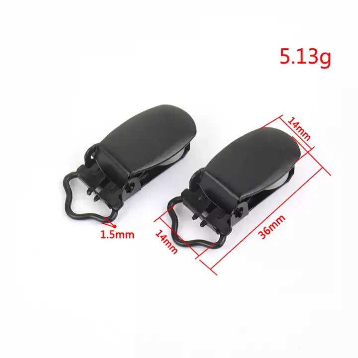 Factory Best Selling 14mm Metal Pacifier Clips Black Garment Suspender Clip