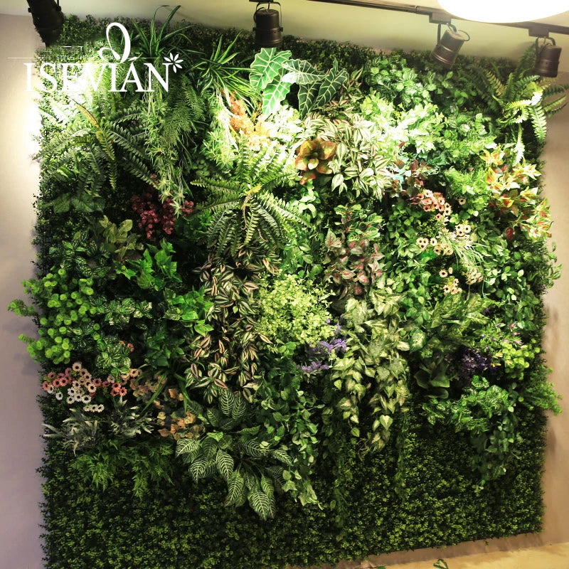 ISEVIAN Artificial Plants and Flower Greenery Backdrop Wall Panels