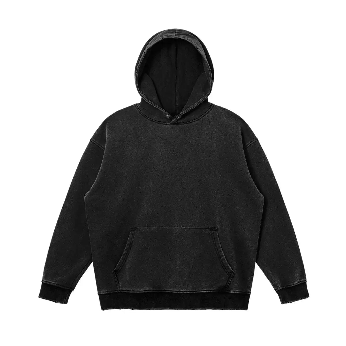 Sun Faded Vintage Custom 500gsm Sweatshirts Stone Acid Washing Men's Distressed Hoodie With Button