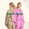 Geehu Custom Logo High Quality 345Gsm Heavyweight Cotton Zip up Women'S Hooded Zipper Sweatshirt Hoodies