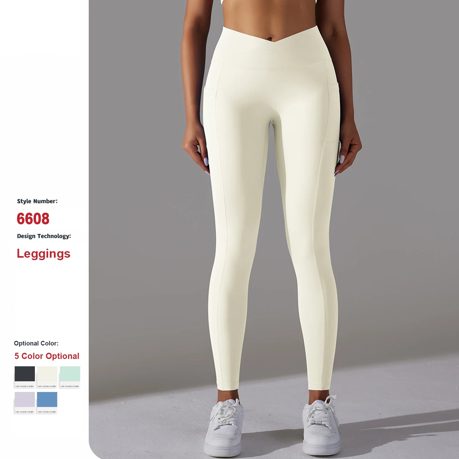 Large Size Double Sided Nylon Crossover High Waist Hip Yoga Leggings Women Sports Running Fitness Yoga Pants With Pockets