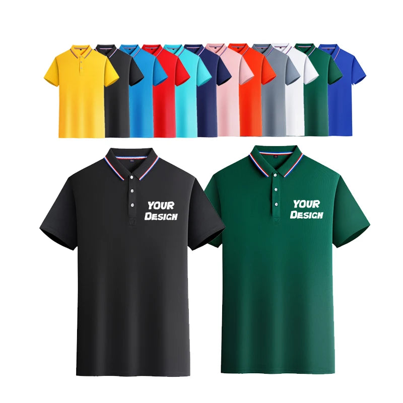 High Quality Breathable Polyester Custom Logo Sport Polo T-Shirt Mutil Color Casual  Knitted Fabric Pattern Hot Sale Polo Shirt