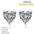 Fashion S925 Sterling Silver Anti Tarnish Claw Set Heart Cut 1CT VVS GRA Moissanite Jewelry Heart Stud Earrings for Women