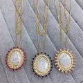Our Lady of Guadalupe Mother of Pearl Shell Pendant Necklace Zircon Inlaid Religious Jewelry for Women Catholic Gift Accessory