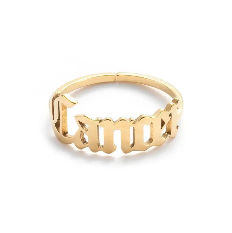 Cancer Rings for Women 12 Zodiac Old English Letter Adjustable Stainless Steel Zodiac Sign Ring Horoscope Astrology