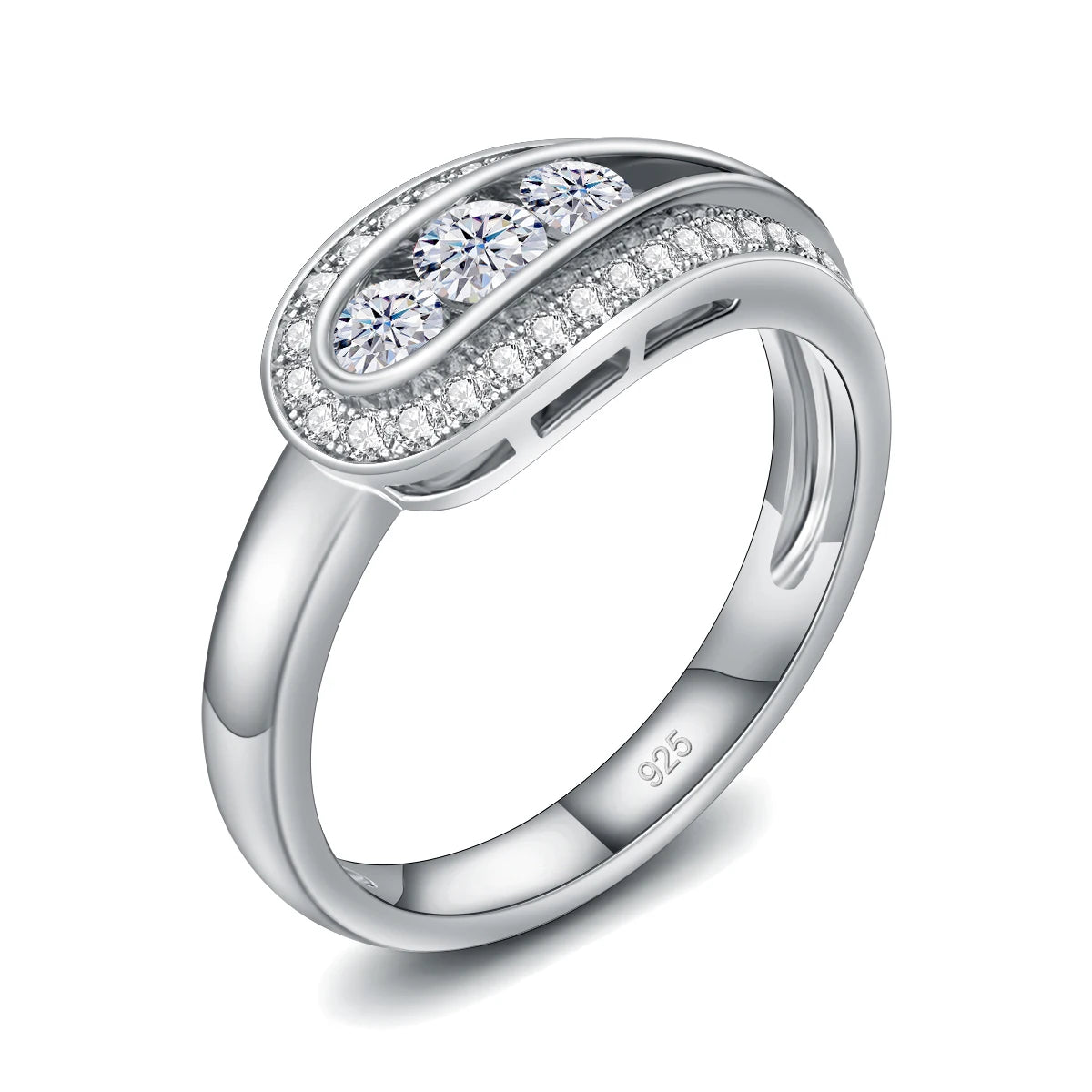 Personalization Streamline 925 Silver 0.1ct 3pc Stone Rings Jewelry Women Moissanite Diamonds