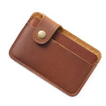 Portable Premium Cowhide Photo Credit Card Holder Simple Exquisite Multi-Card Slot Fine Snap-Button Design for Business Card