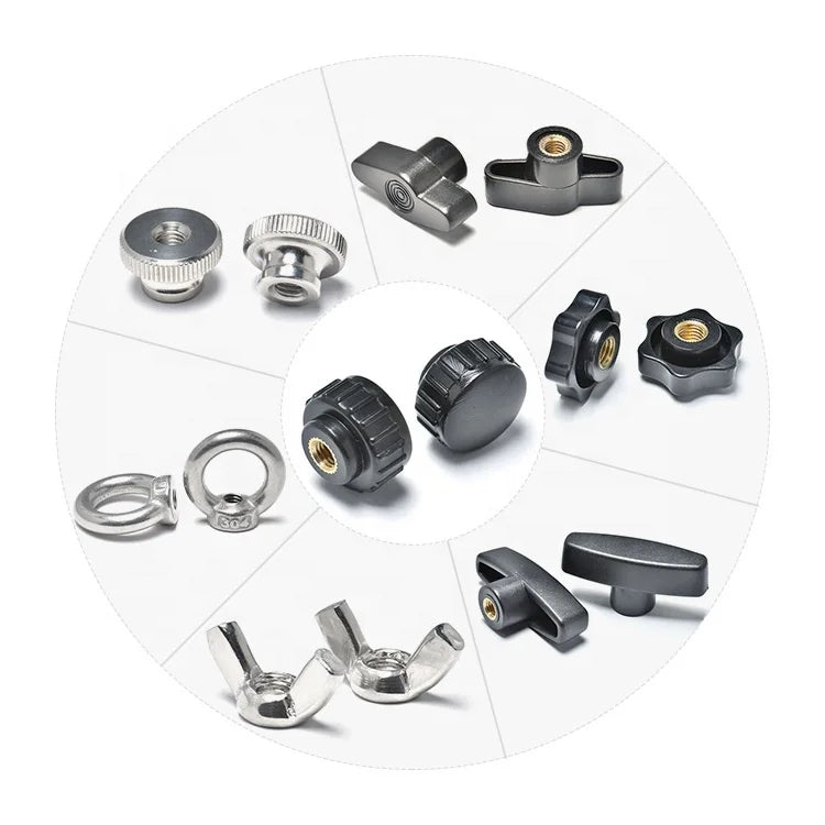 Hanjie Supply SS304 Stainless Steel Thumb Knurled Nut 8-32 Bolts for Healthcare Mining Water Treatment