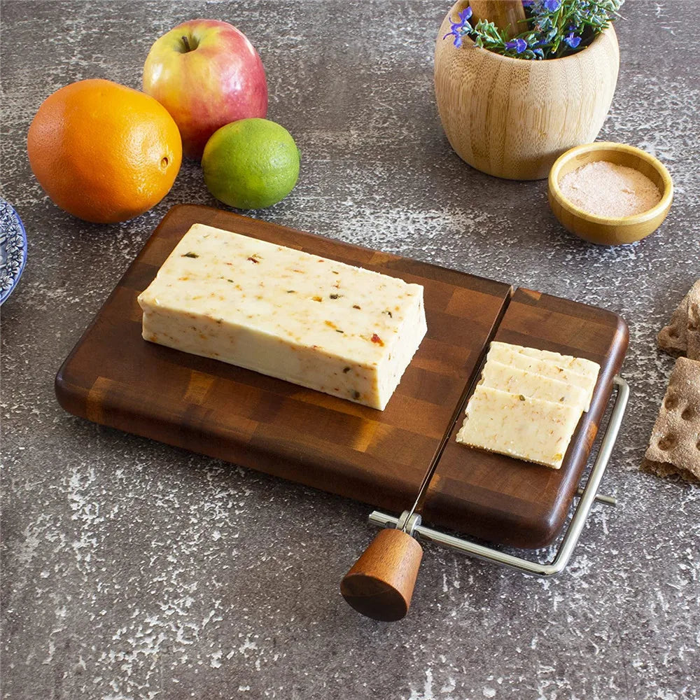 Custom Acacia Wood  Wire Slicer Cheese Slicing Board