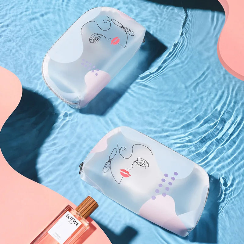 Wholesale PVC Morandi Series Transparent Makeup Bag Customized Women Travel Toiletry Bag Custom TPU Waterproof Cosmetic Case Bag