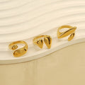Women's Stainless Steel Gold Eternity Ring Non-Tarnishing Heart Open Design Wedding Engagement Party-Fashion Jewelry Inlay Cut