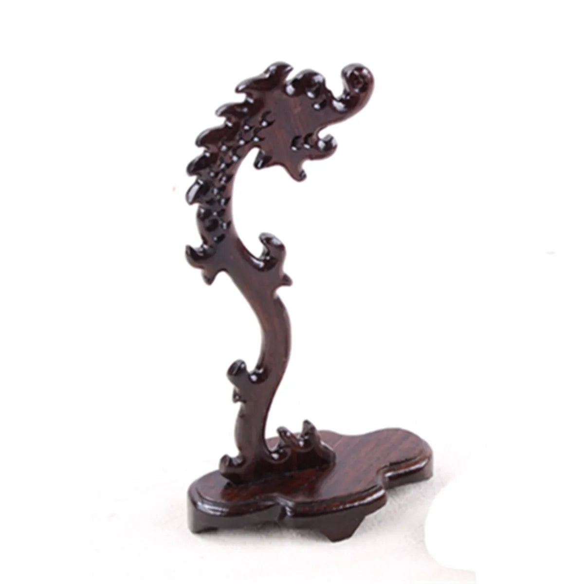 17CM Black Sandalwood Pocket Watch Medal Stand Holder Home Desk Carving Decoration Ornaments Crafts Gift