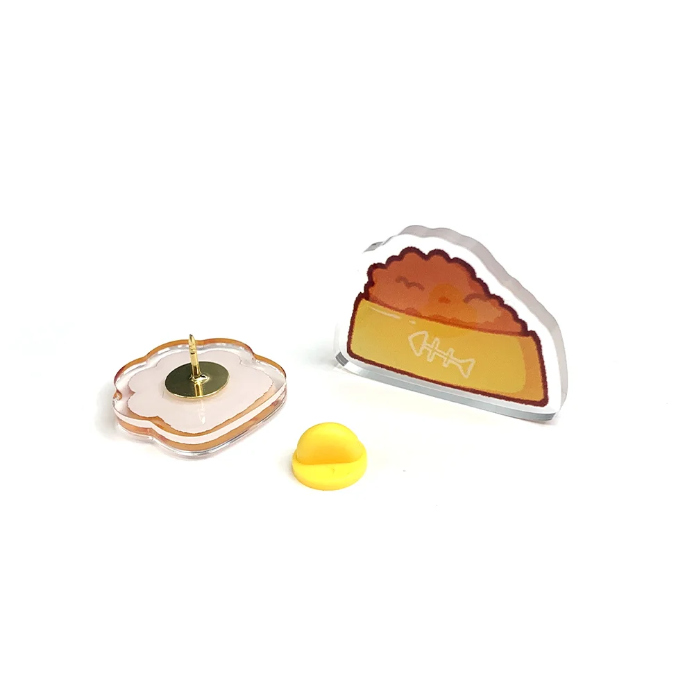 Personalized Custom Printed clear Translucent Epoxy Acrylic Pins Badges with Glitter