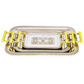 Wholesale Arabic Style Decorative Luxury Rectangle Stainless Steel Hotel 3pcs Set Food Serving Trays with Handle