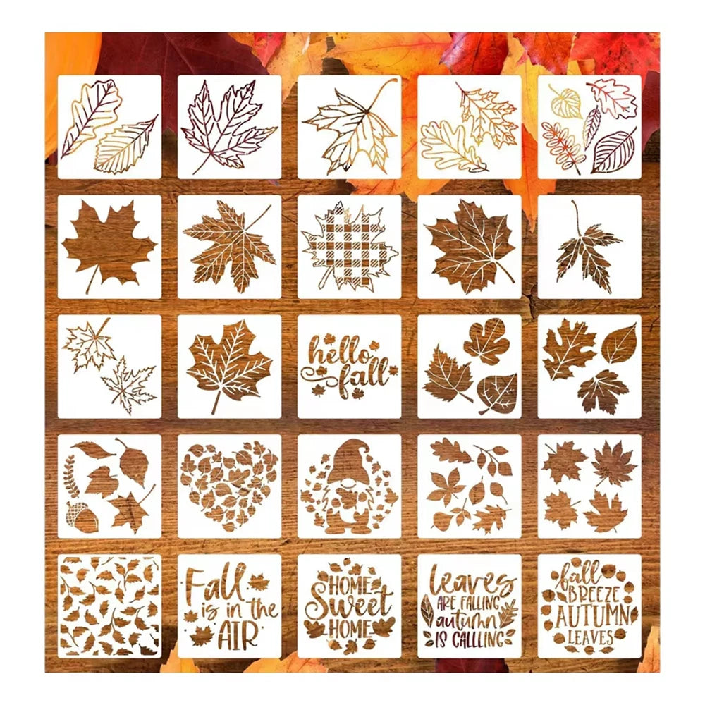 Leaf Theme Painting Stencils PET Hollow Painting Template DIY Hand-painted Graffiti Leaves Stencil