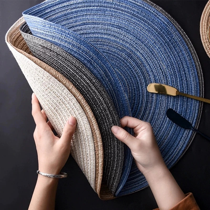 11.7in/30cmAntiskid Heat Insulation Mats Nnitting Circle Table Placemat Dinner Kitchen Pad Round Small Table Mats Plate Mat Set