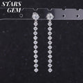 10K White Gold Round Diamonds Long Linear Dangle Earrings Round Brilliant Cut Lab Diamonds Moissanite Earrings Drops