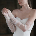 SLBRIDAL Handmade Lace Flower Pearls Bridal Dress Sleeves Wedding Bridesmaids Women Party Prom Gloves Dress Accessories
